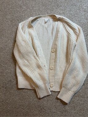 abercrombie kids Cream Ribbed Button-Up Cardigan